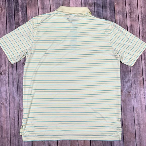 Peter Millar Summer Comfort E4 Performance Golf Polo Large Mens Yellow Stripe - Picture 3 of 9